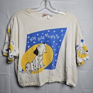 Vtg 90s 101 Dalmatian Pajama Set White Blue Yellow Size Medium